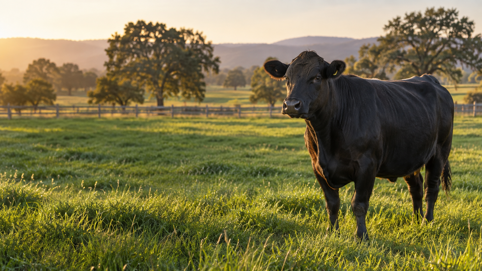 Live black Angus cow in a pasture near Denair