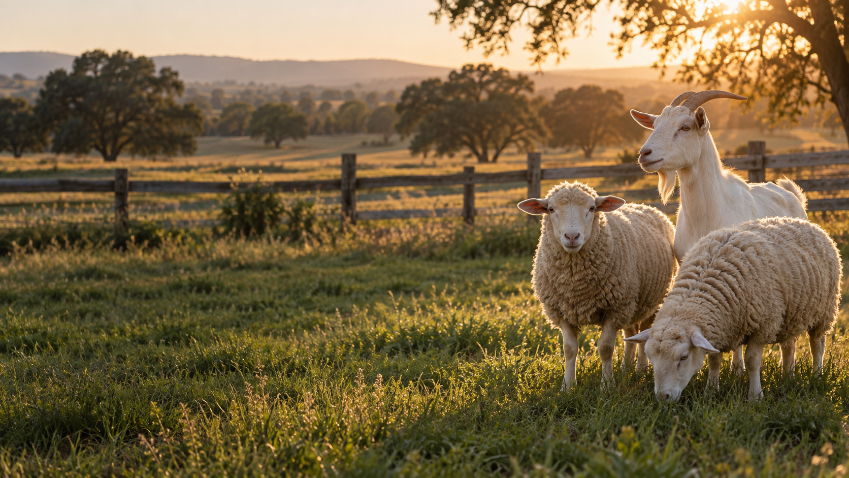 Live goats and sheep in a pasture near Denair