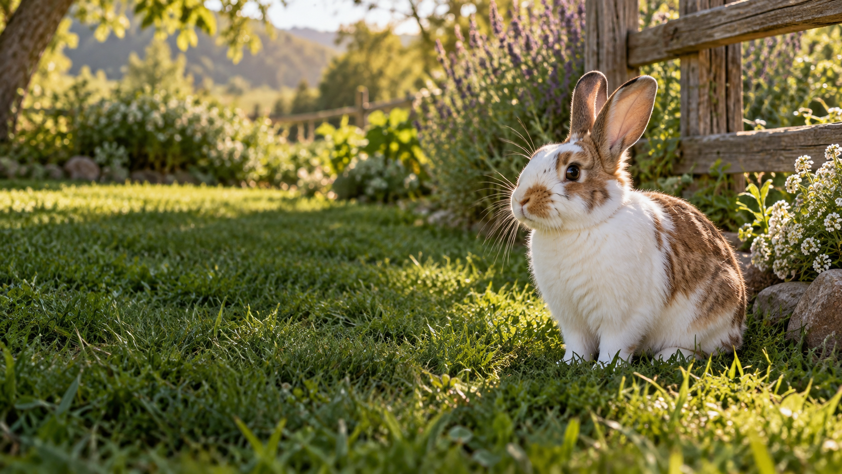 Live white and brown rabbit near Denair